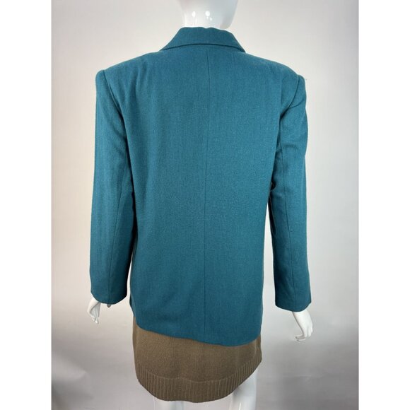 Joan Leslie Teal Wool Blend Blazer Womens Size 8P Made In El Salvador Single-But - Picture 4 of 16